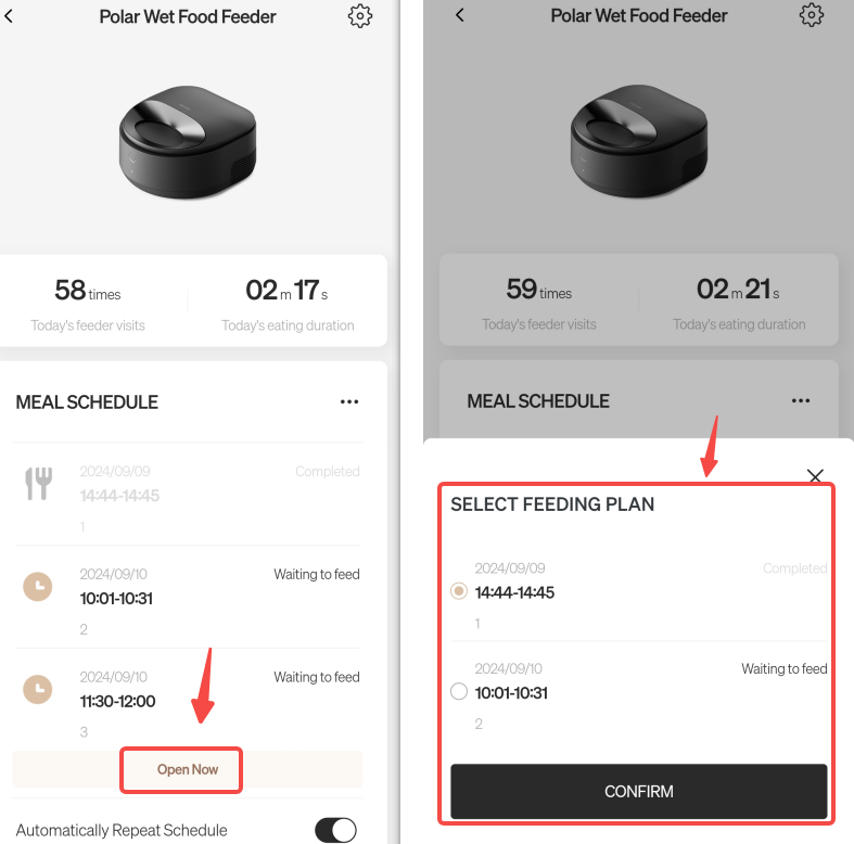 How could I manually feed my pet? Is there any feeding button on the ...